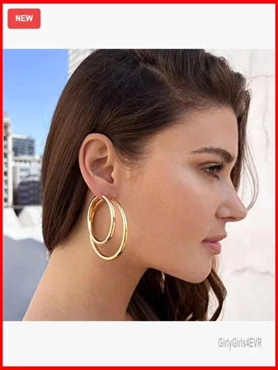 Sterling Silver Chunky Hoop Earrings, Hypoallergenic, 20-60mm Sizes - Picture 4 of 7